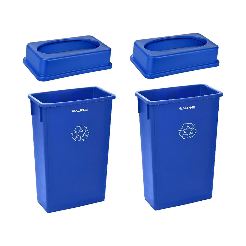 Blue 23-Gallon Polypropylene Trash Can with Slotted Lid 2/Pack M696