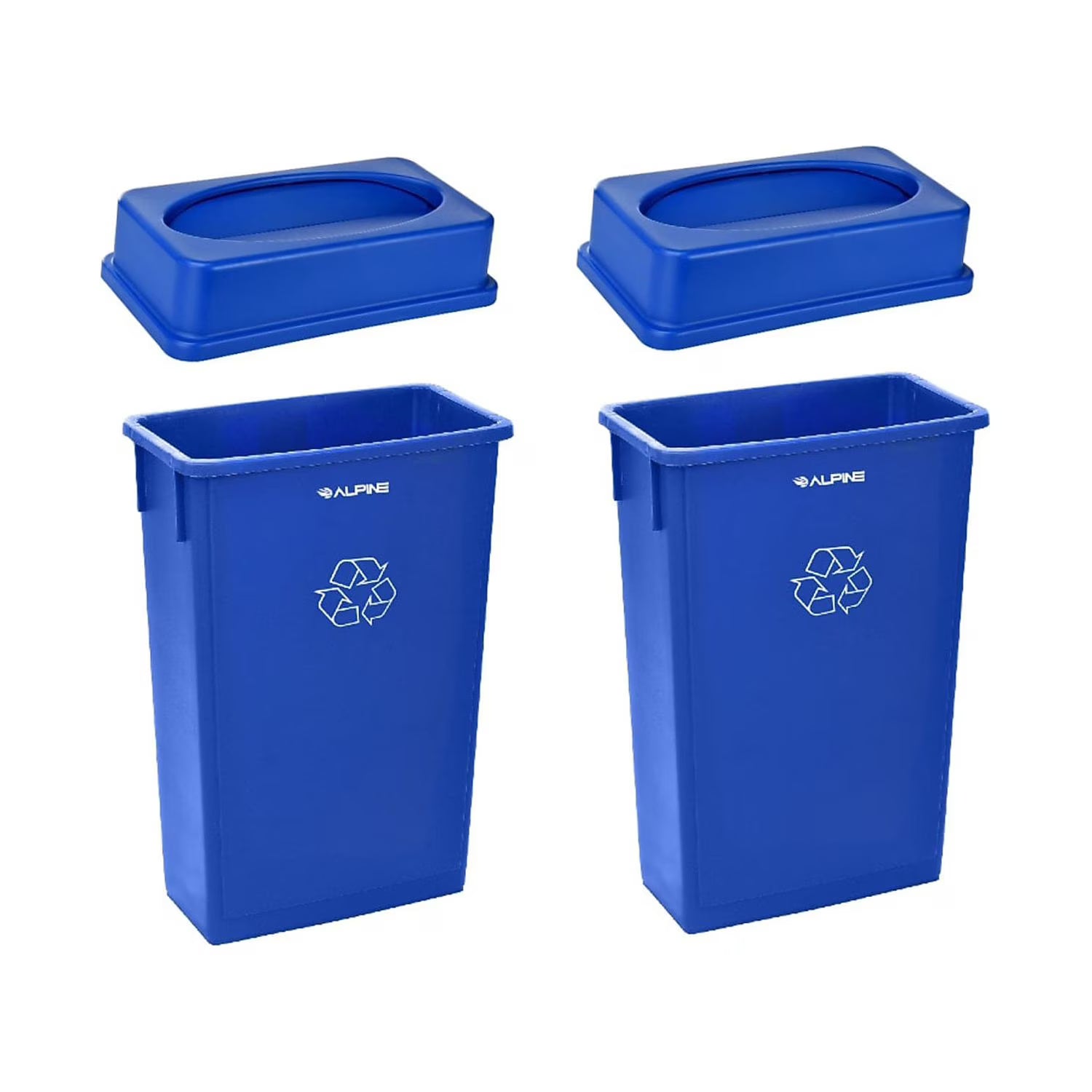 Blue 23-Gallon Polypropylene Trash Can with Slotted Lid 2/Pack M696