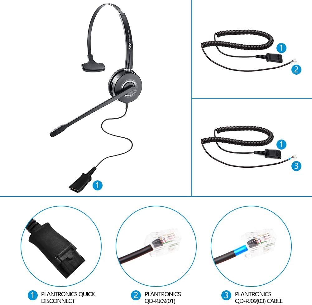 Noise-Cancelling Call Center Headset with QD, Pack of 2 J682