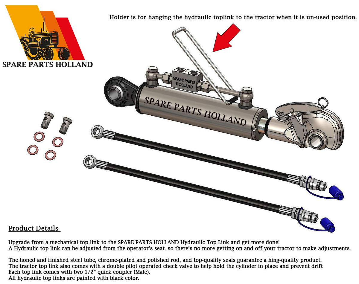 Hydraulic Top Link Cat. 1 Catch Hook 17 15/16 - 24 7/32 Stroke 6 5/16 U219