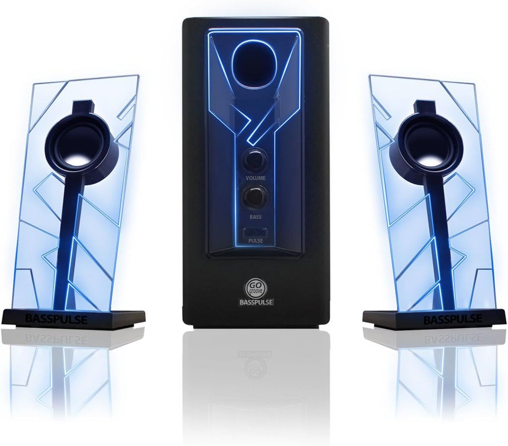 2.1 Computer Speakers with Green LED Glow Lights and Powered Subwoofer I82990