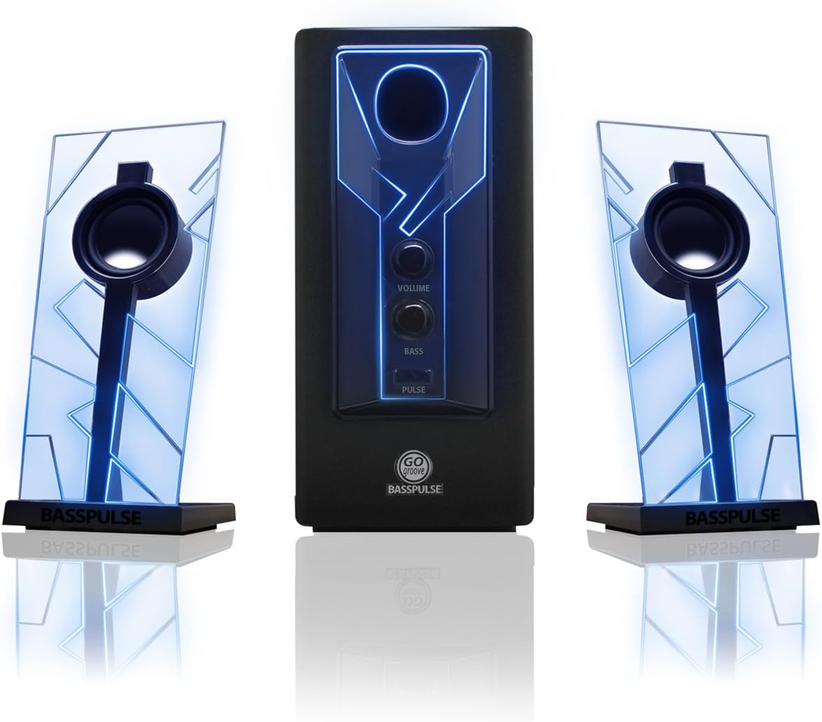 2.1 Computer Speakers with Green LED Glow Lights and Powered Subwoofer I82990