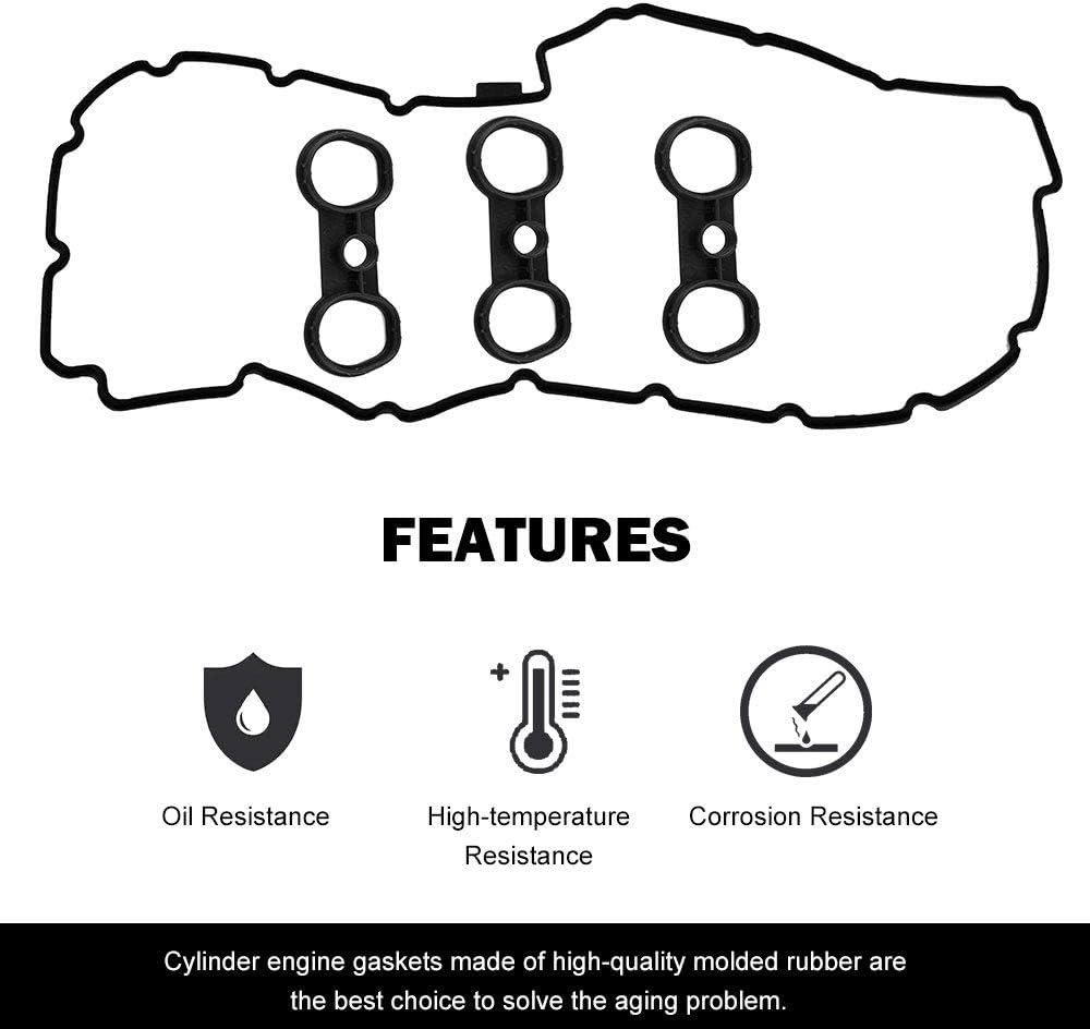 Engine Valve Cover Gasket Set with Camshaft Seal Oil Filter Cooler Adapter Housing Gasket X1103