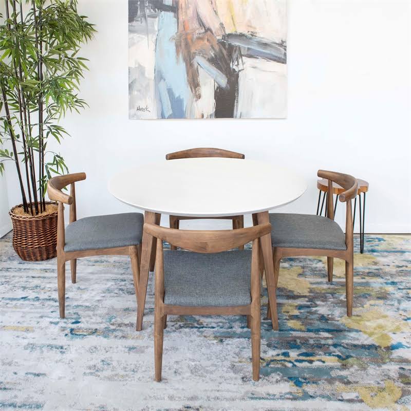 White Top Walnut Dining Table D407582
