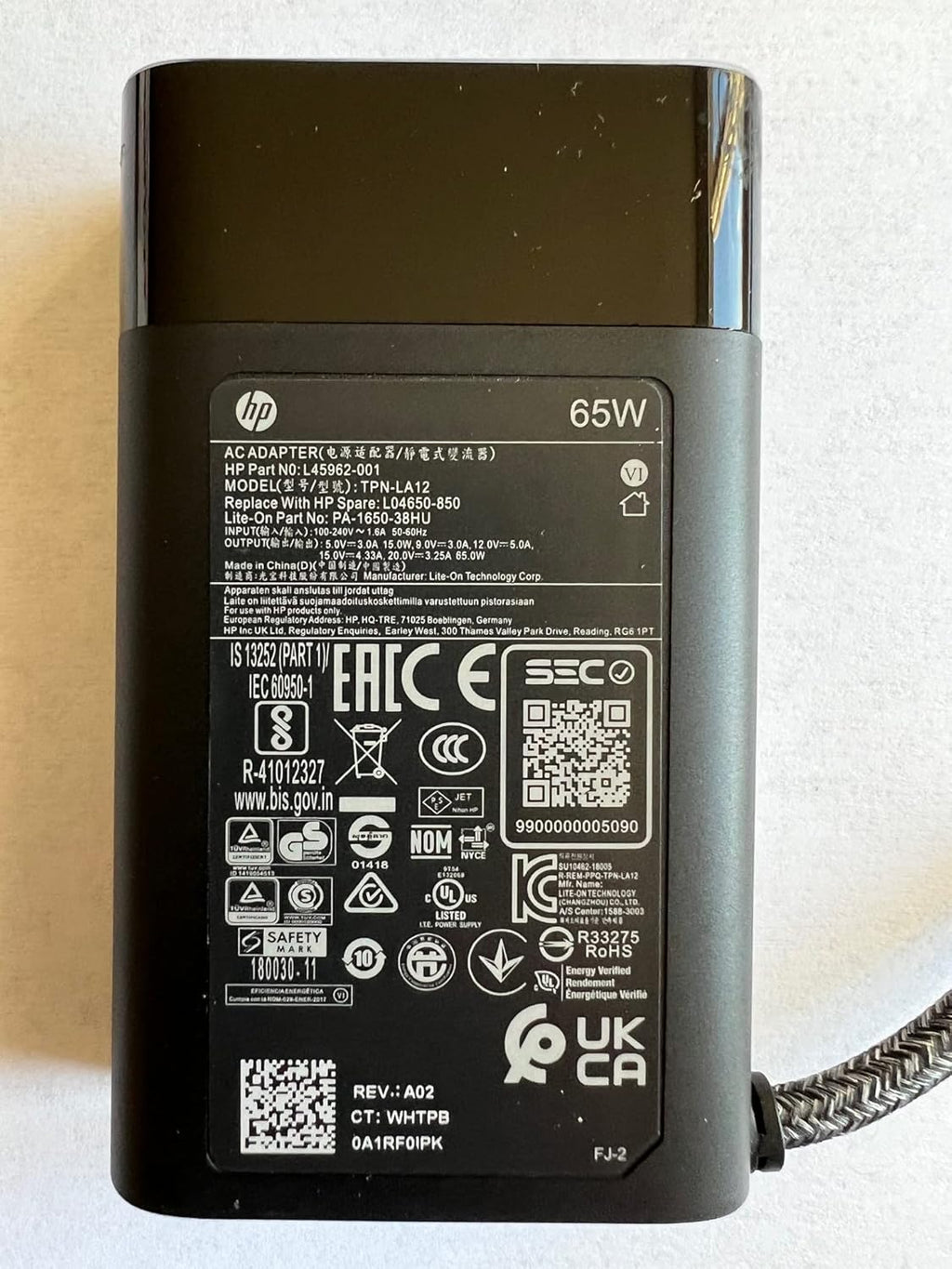 HP 65W USB C Replacement Power Adapter Pack of 2 U95549