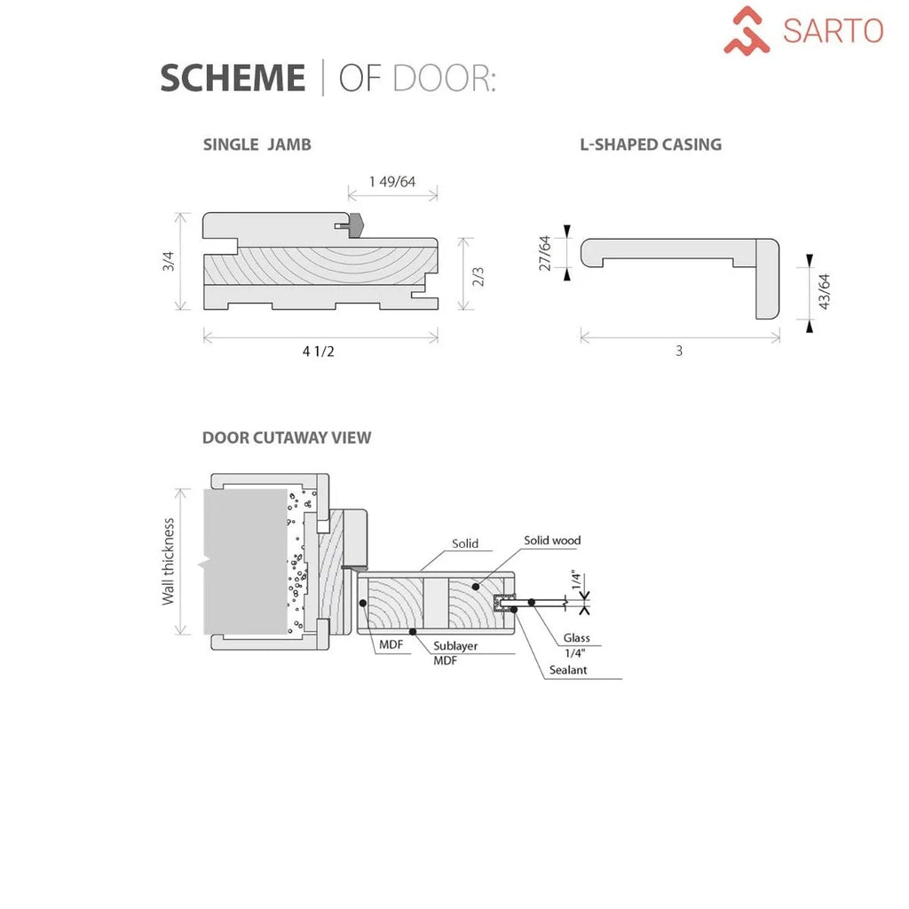 Solid French Double Doors 36 x 84 inches with Frosted Glass E779664