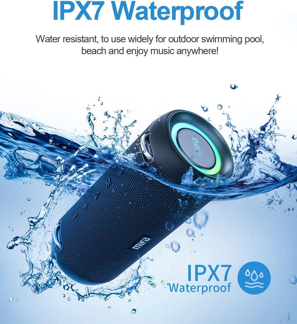 Bluetooth Speaker, Wireless Portable, 60W, IPX7 Waterproof, 24H Playtime, RGB Lights, Built-in Mic, with Protective Hardshell Case M77539