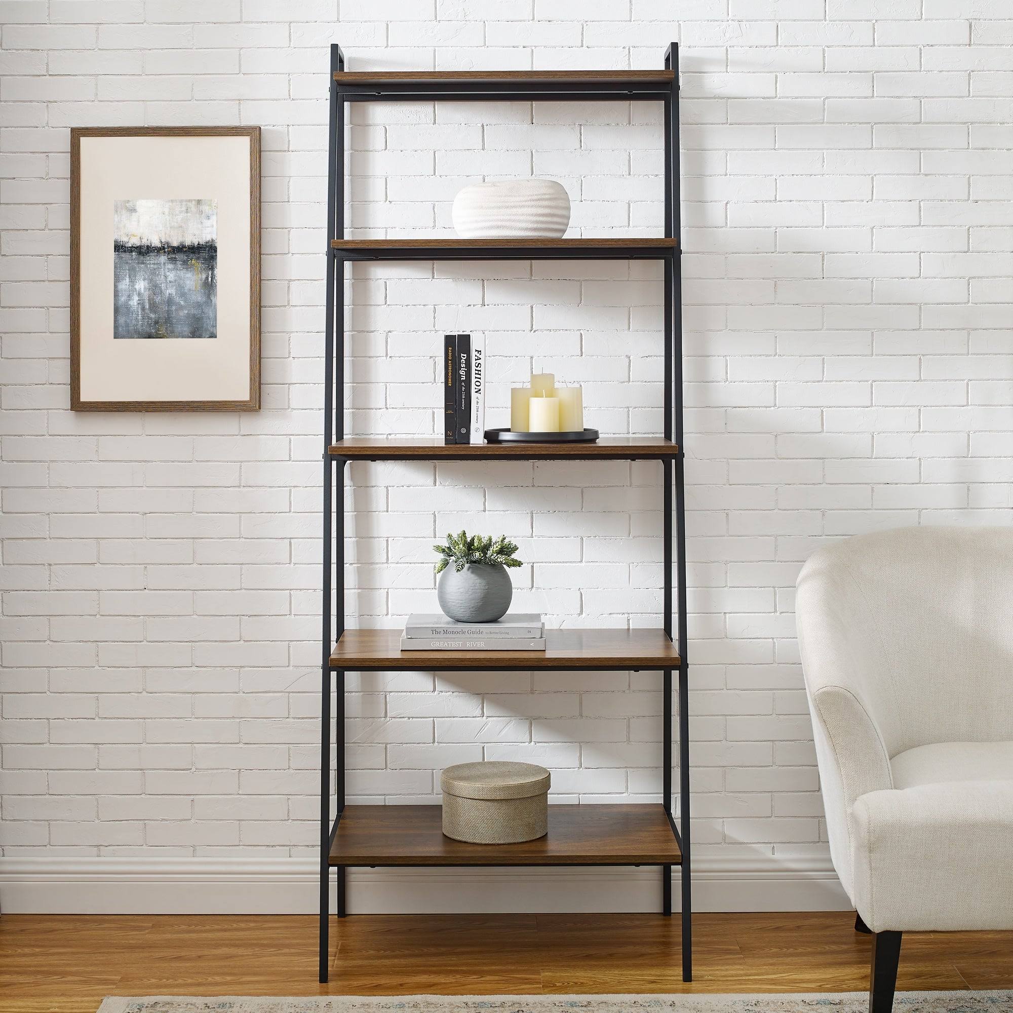 Dark Walnut Open Ladder Bookshelf W948667