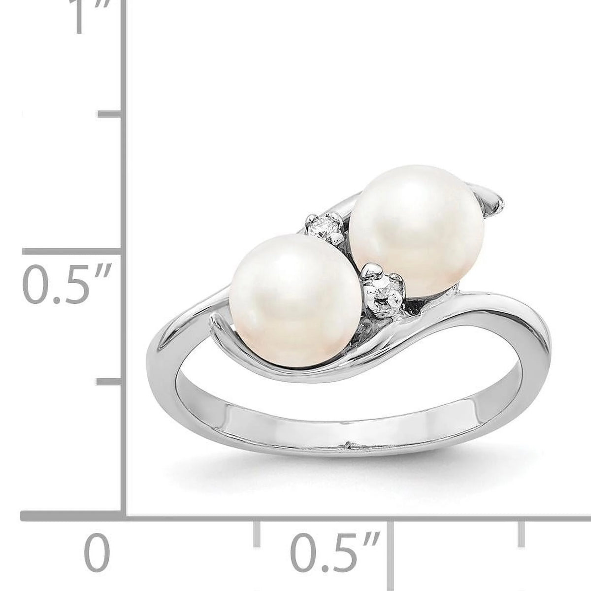 14k White Gold 6mm Black Cultured Pearl Diamond Ring N795266