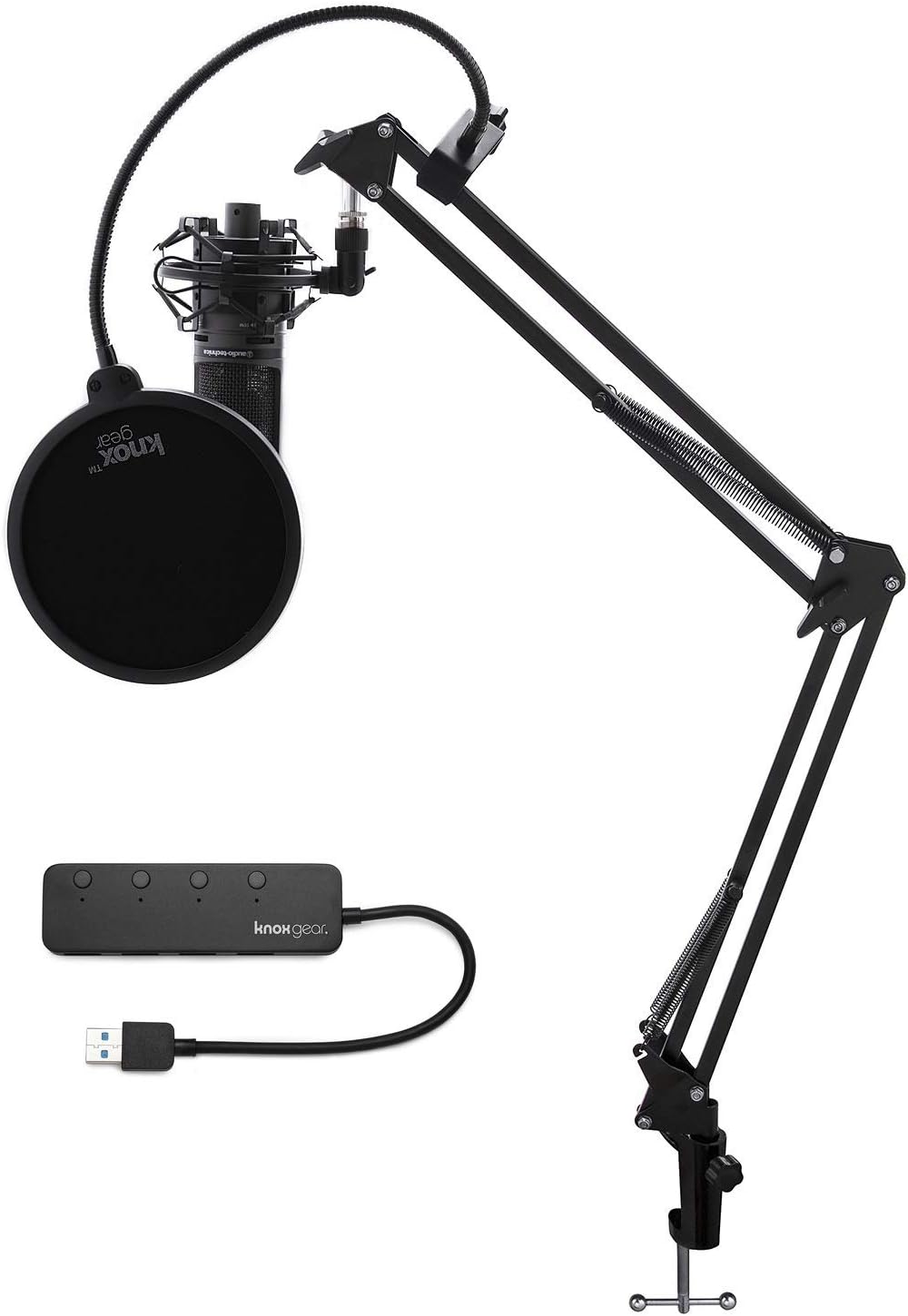 USB Microphone with Boom Arm, Shock Mount and Pop Filter (5 Items) L200225