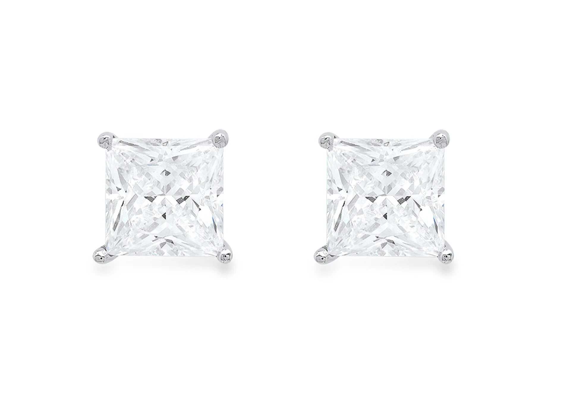 14K White Gold Solitaire Stud Earrings Y7151