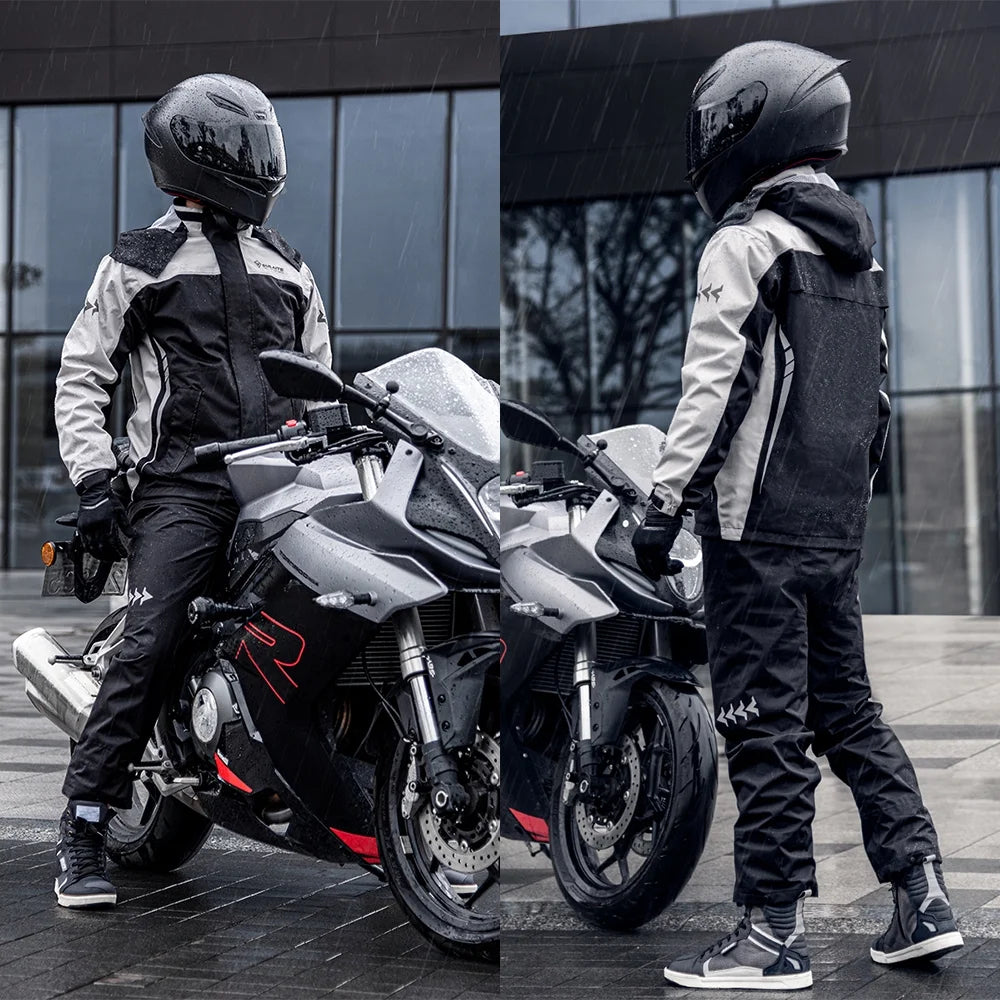 Waterproof Motorcycle Rain Suit Jacket and Pants with Storage Bag F62338