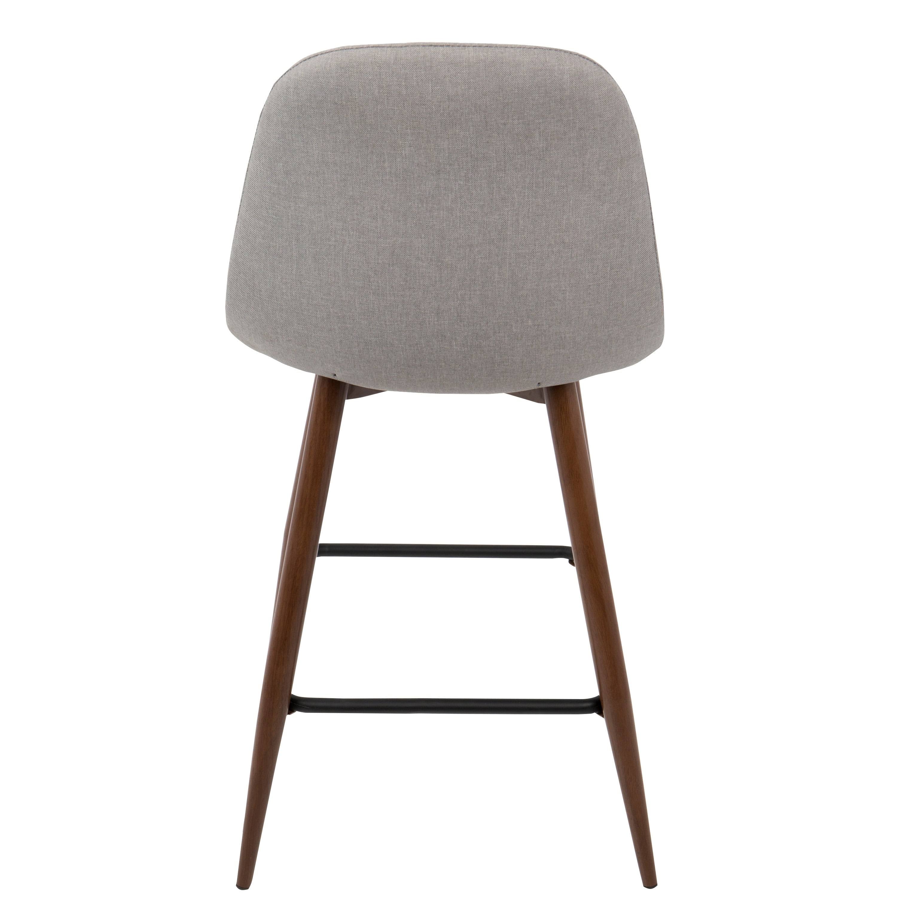 Walnut Metal Charcoal Fabric Counter Stool Set of 2 W738