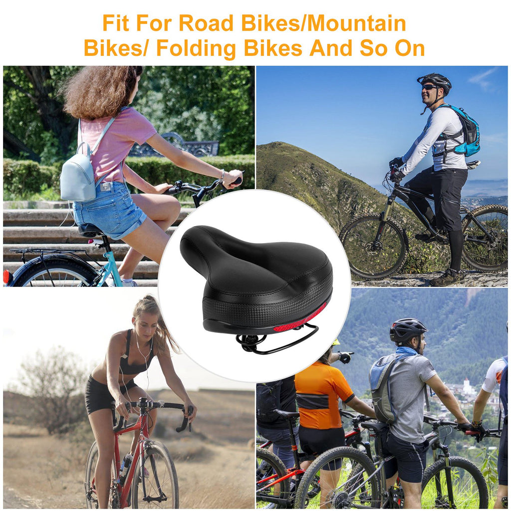 Black Red Bicycle Saddle Replacement with Dual Shock Absorbing Springs Y714993