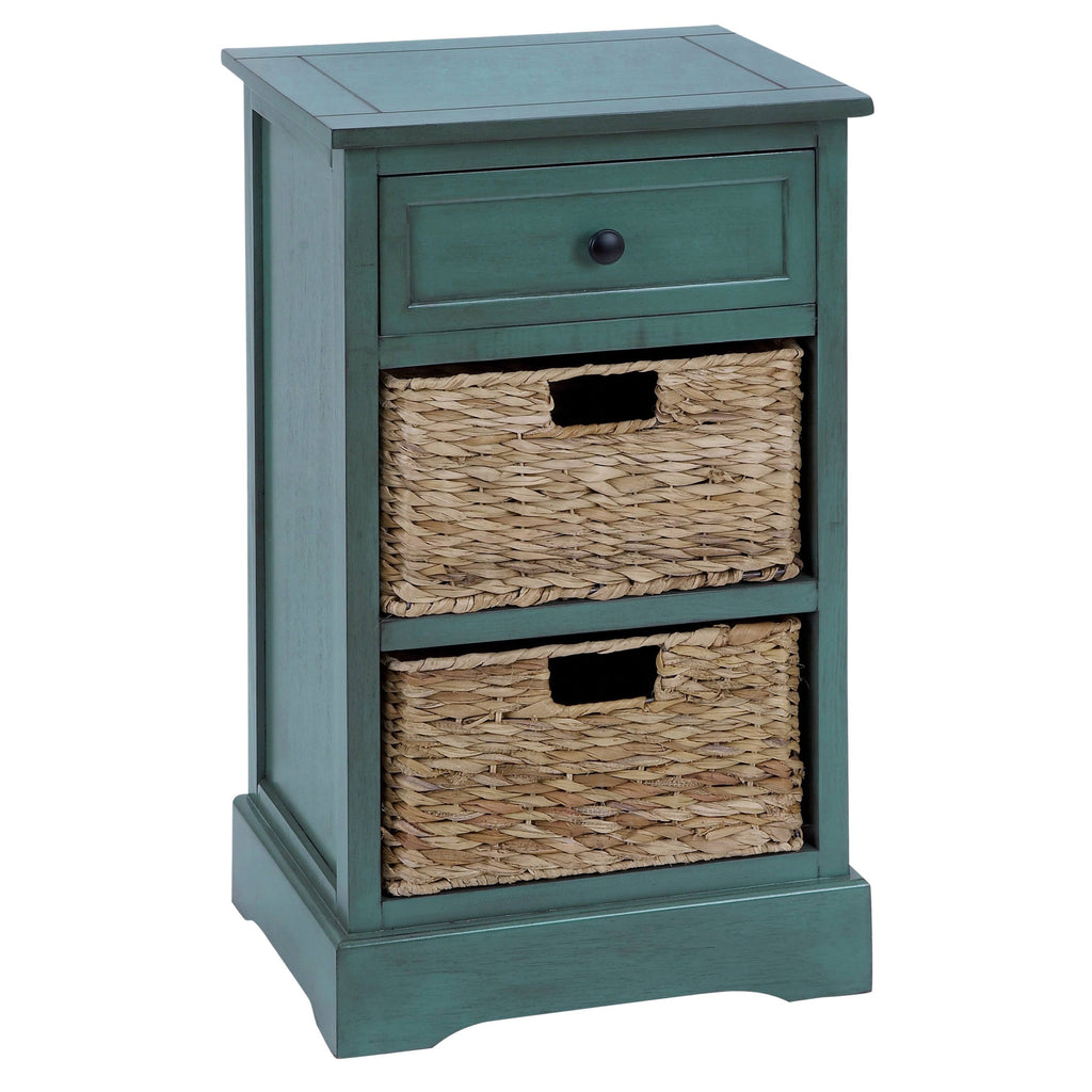 Blue 3-Drawer Wood Side Table Nightstand G4864