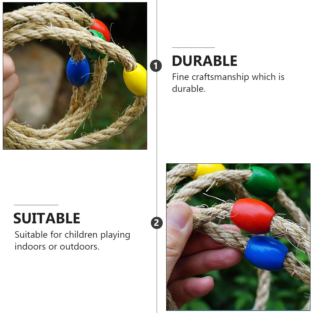 Throwing Ring Games Kids Toss Toy Outdoor Wooden Rope L784124