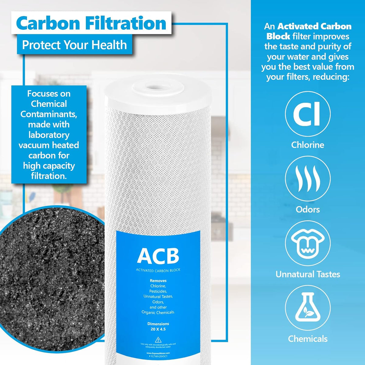 2-Year Whole House Anti Scale Filter Set 3 Stage Filtration Replacement Kit 5 Micron 4.5" x 20" C721