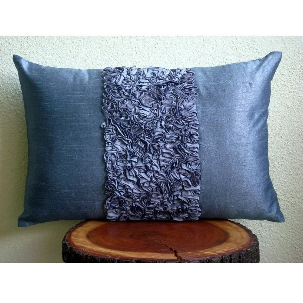 Blue Silk King Pillow Shams 20x36 inch S4637