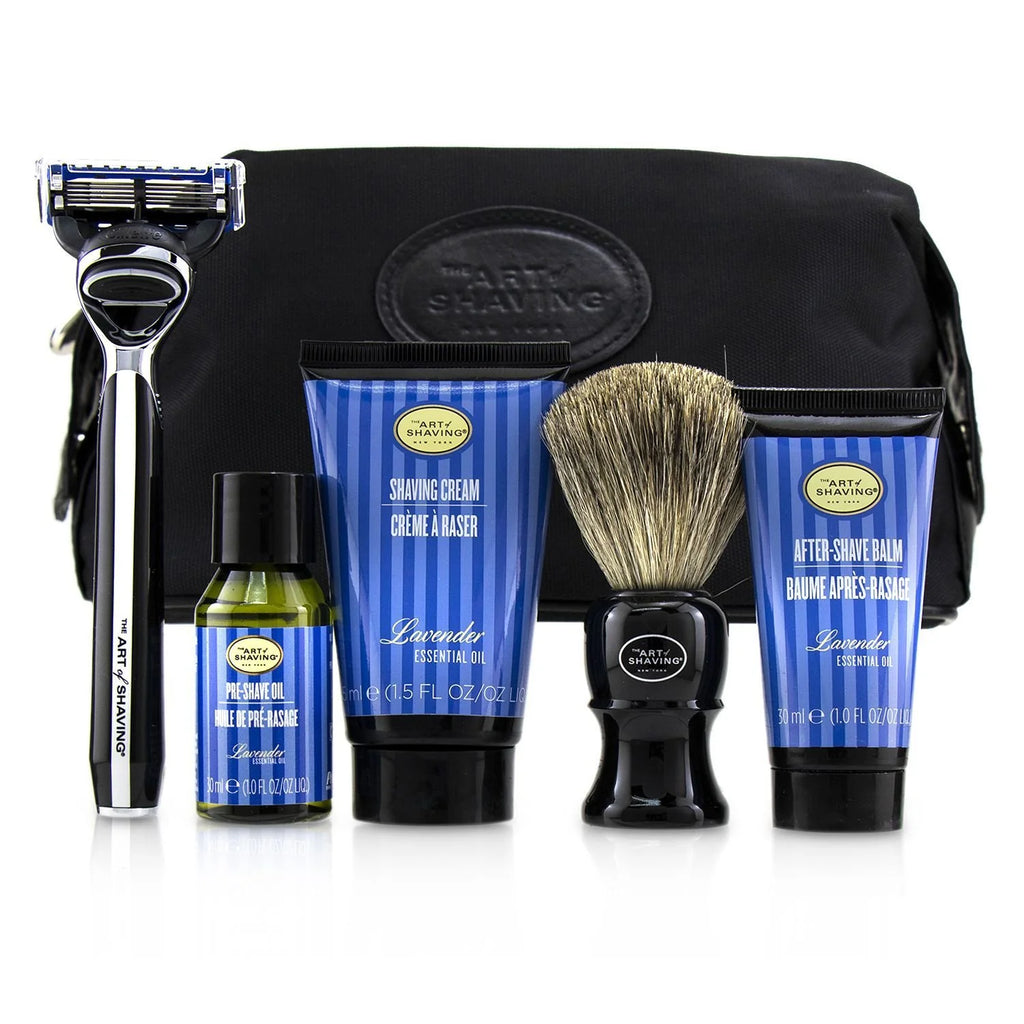 Lavender Pre Shave Oil + Shave Crm + A/S Balm + Brush + Razor 5pcs+1Bag L850415