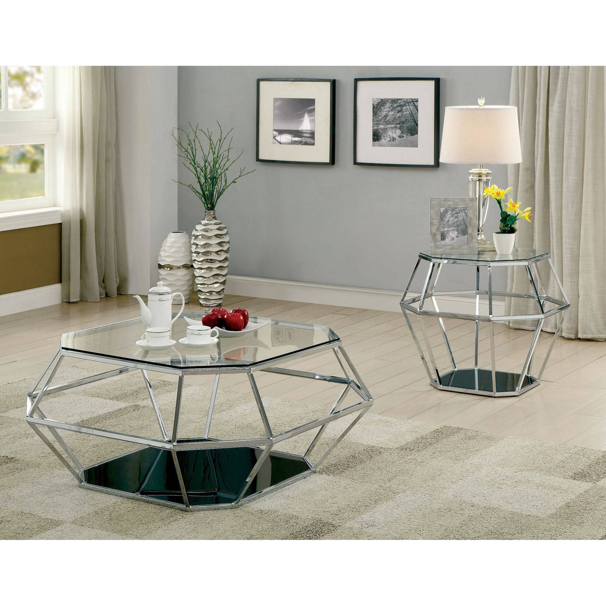 Chrome Glass Top End Table U240