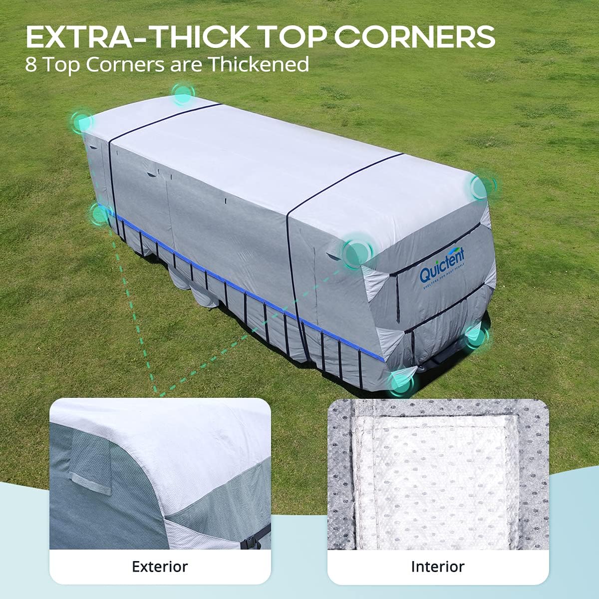 5th Wheel RV Cover with 2 Windproof Straps and 4 Tire Covers K64949