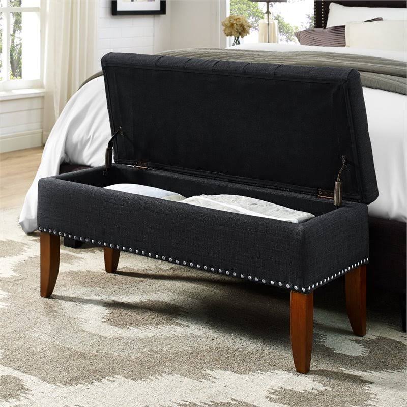 Tufted Storage Bench in Charcoal Black Y8297
