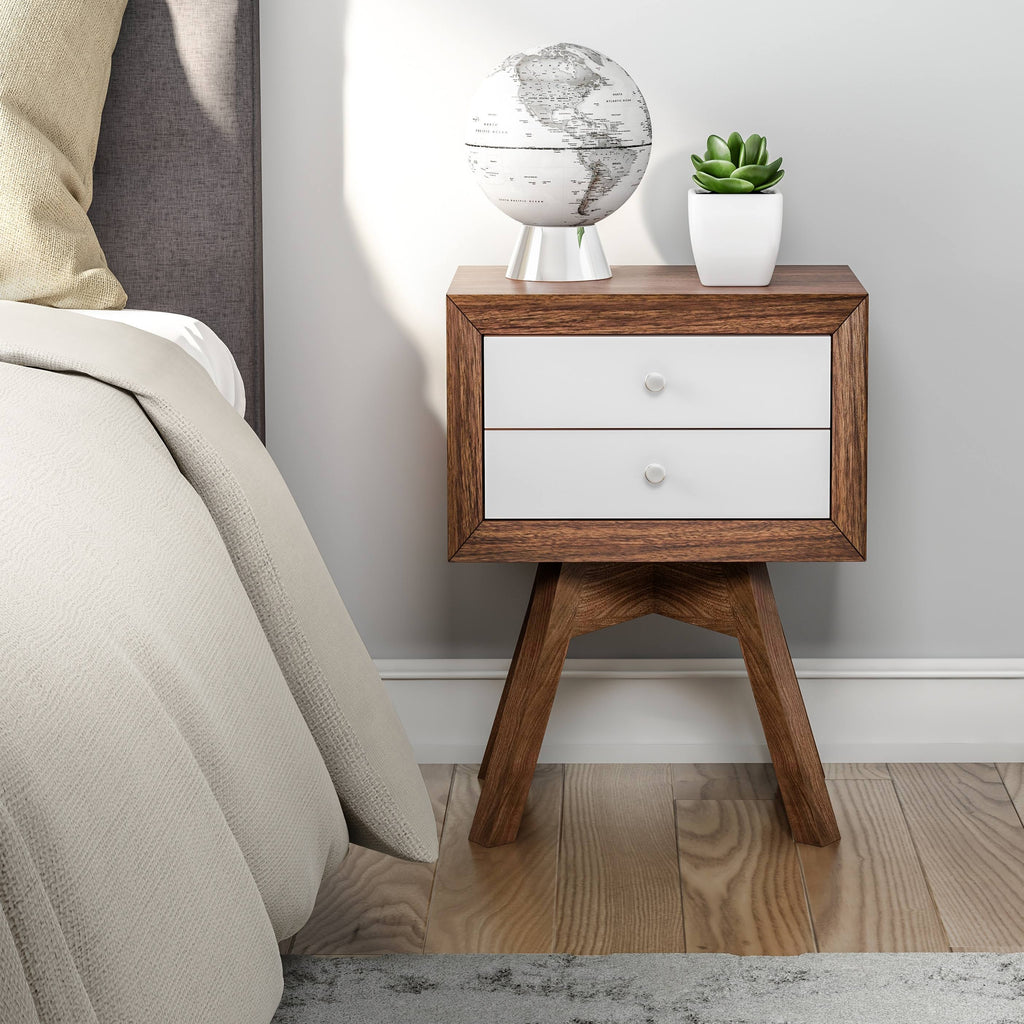 Walnut and White Two-Tone Nightstand W53975