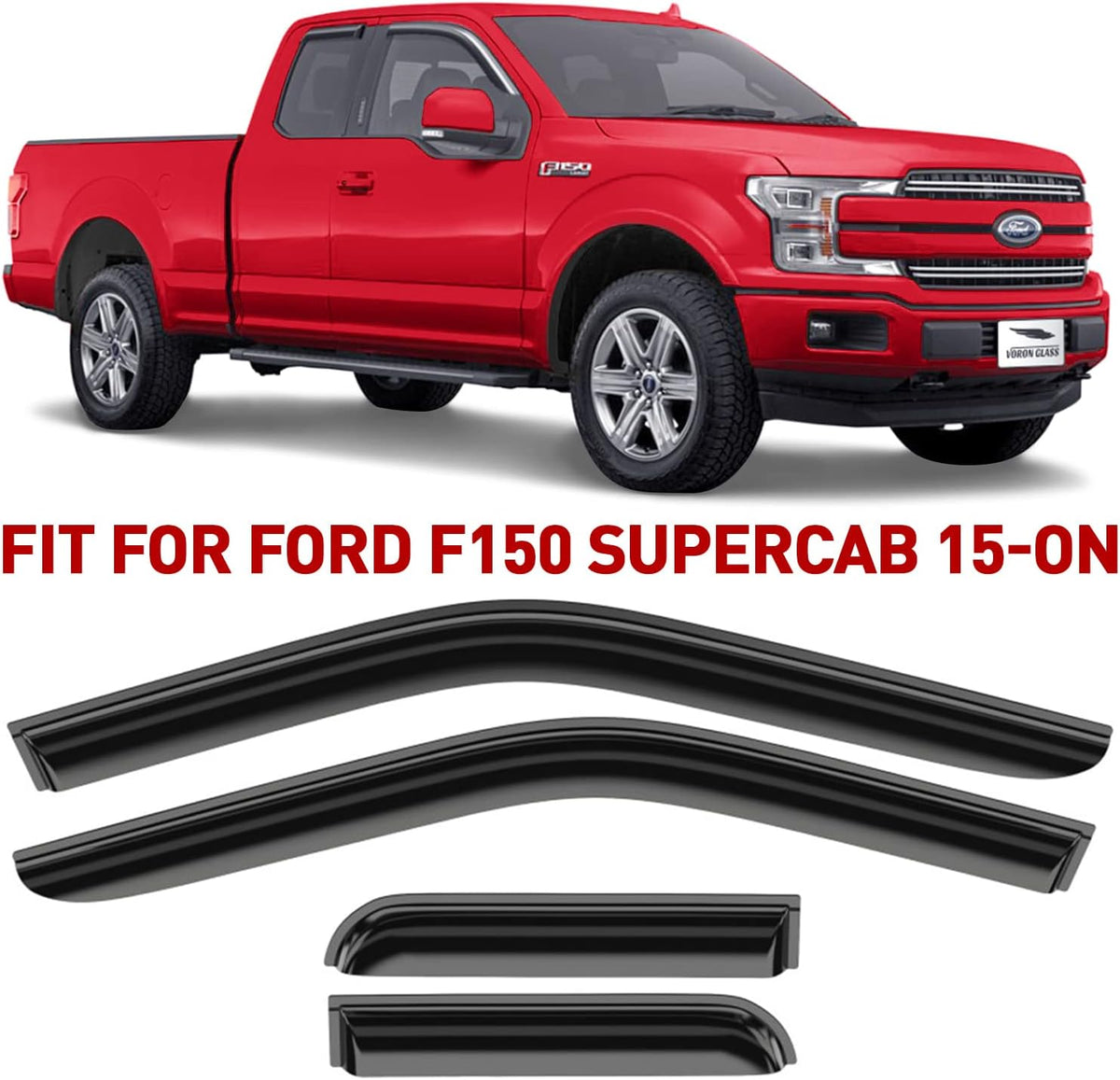 4 Pieces Glass Tape-on Rain Guards for Trucks L56556