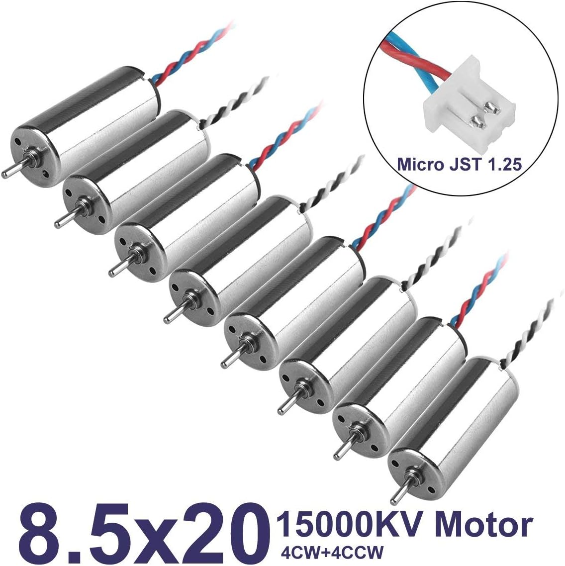 8pcs 8.5x20mm 15000KV Brushed Coreless Motor with JST-1.25 Connector G51515