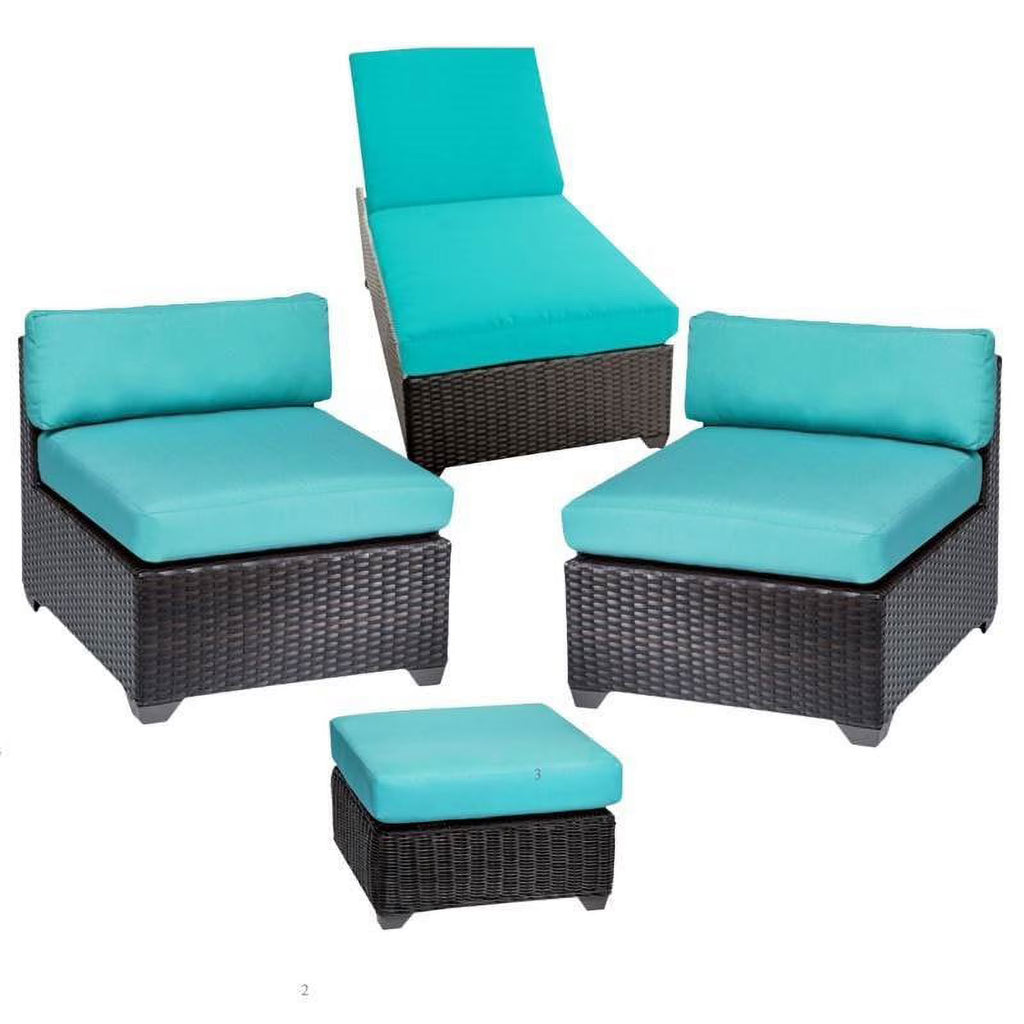 4 Piece Patio Sofa Set with Lounger and Ottoman Q246