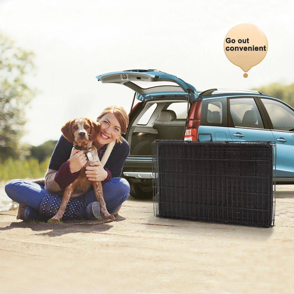 42x22 Pet Folding Dog Crate Kennel with ABS Tray U865724