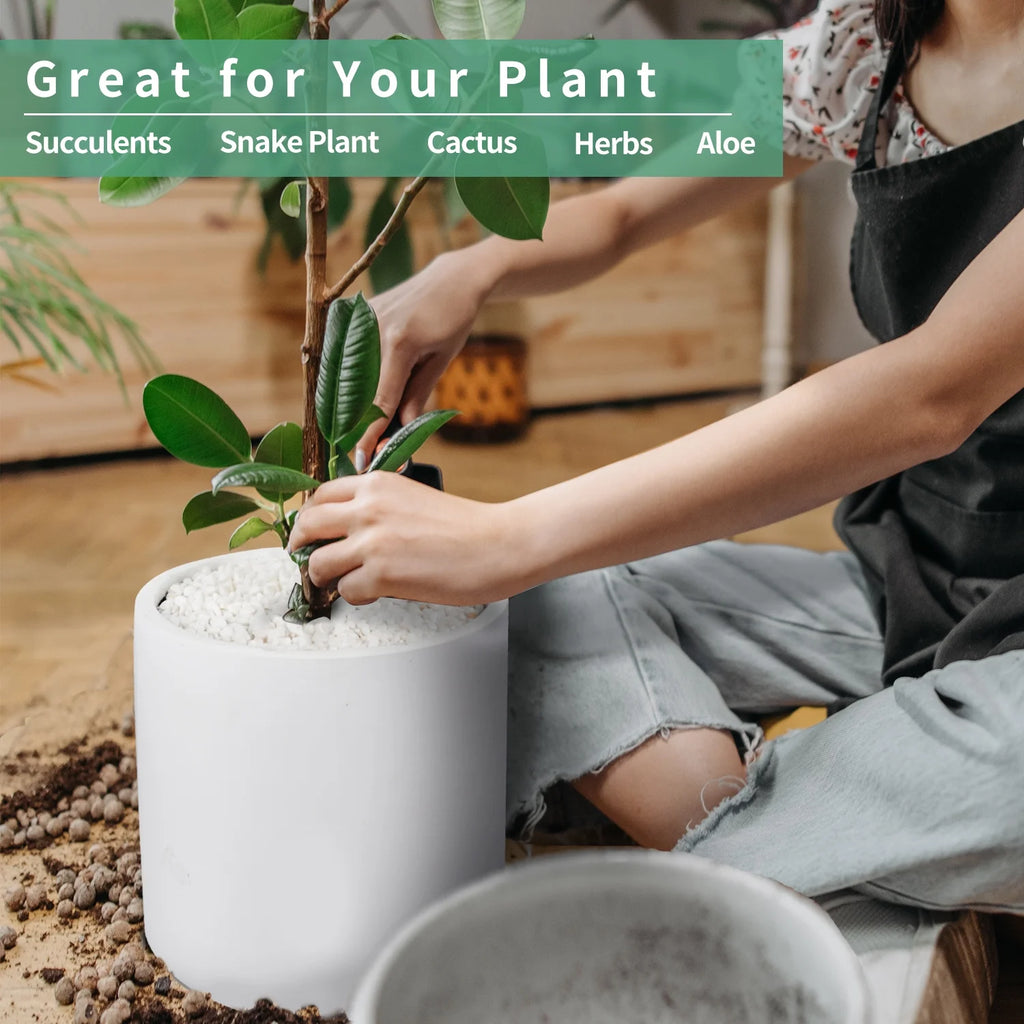 Ceramic Plant Pots with Drainage Hole (White) I536815
