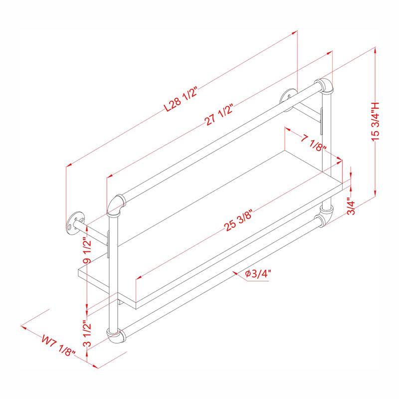 Sand Black Wood Wall Shelf I829