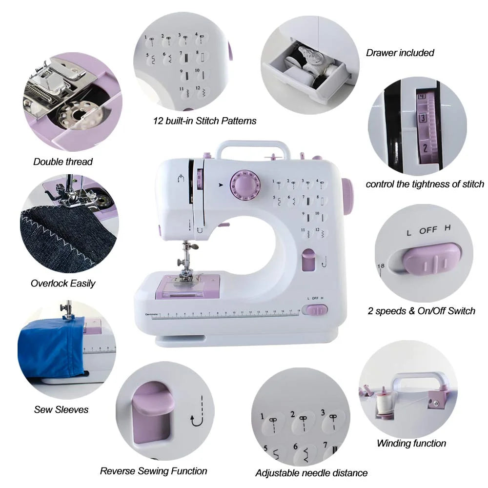 Mini Sewing Machine Set with 12 Stitches Sewing Kit Extension Table Q4876