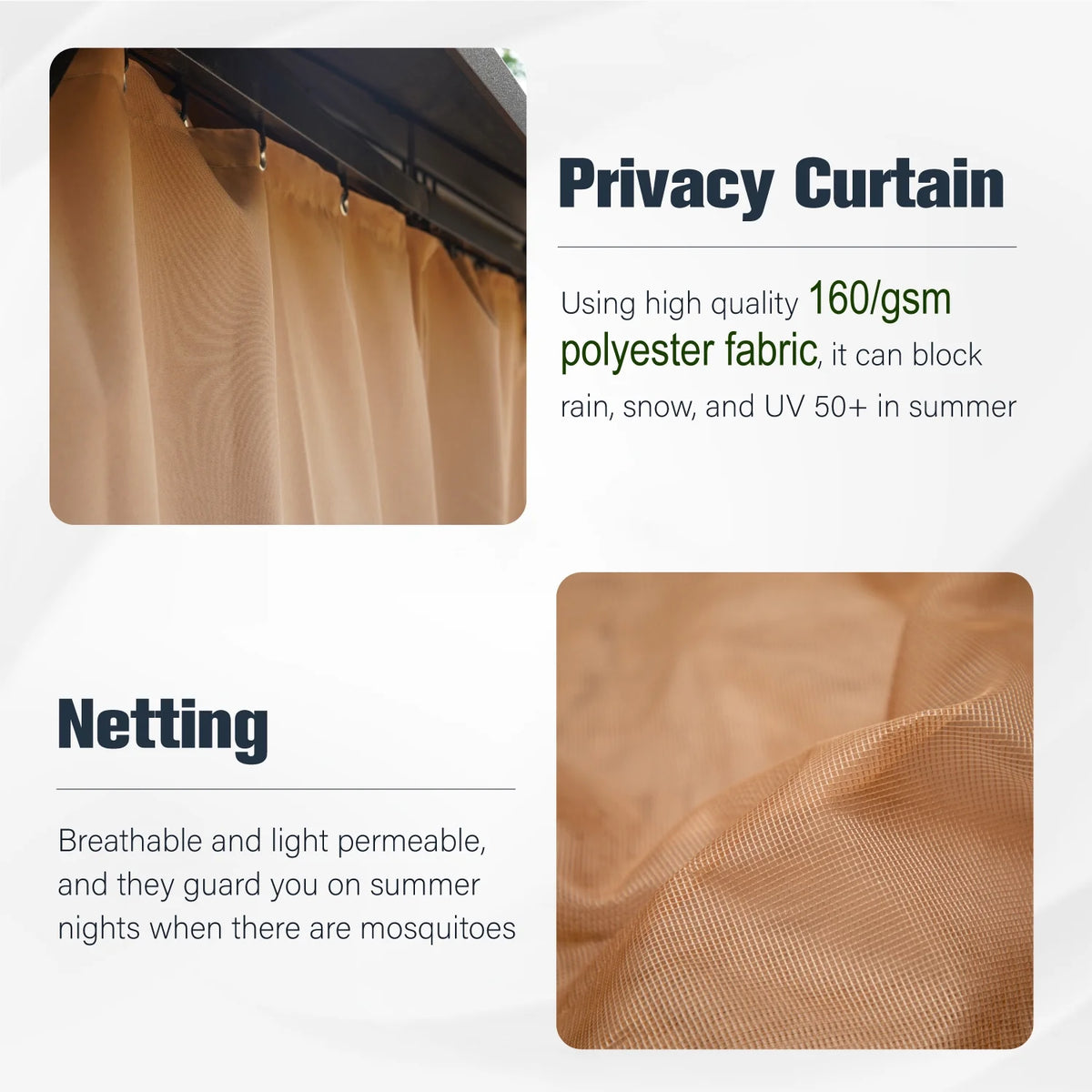 10' x 10' Outdoor Hardtop Gazebo with Netting and Curtains Z579284