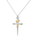 Sterling Silver Rhodium-plated and 18 Karat Gold-plated Crucifix Pendant with 18-inch Cable Chain H575506