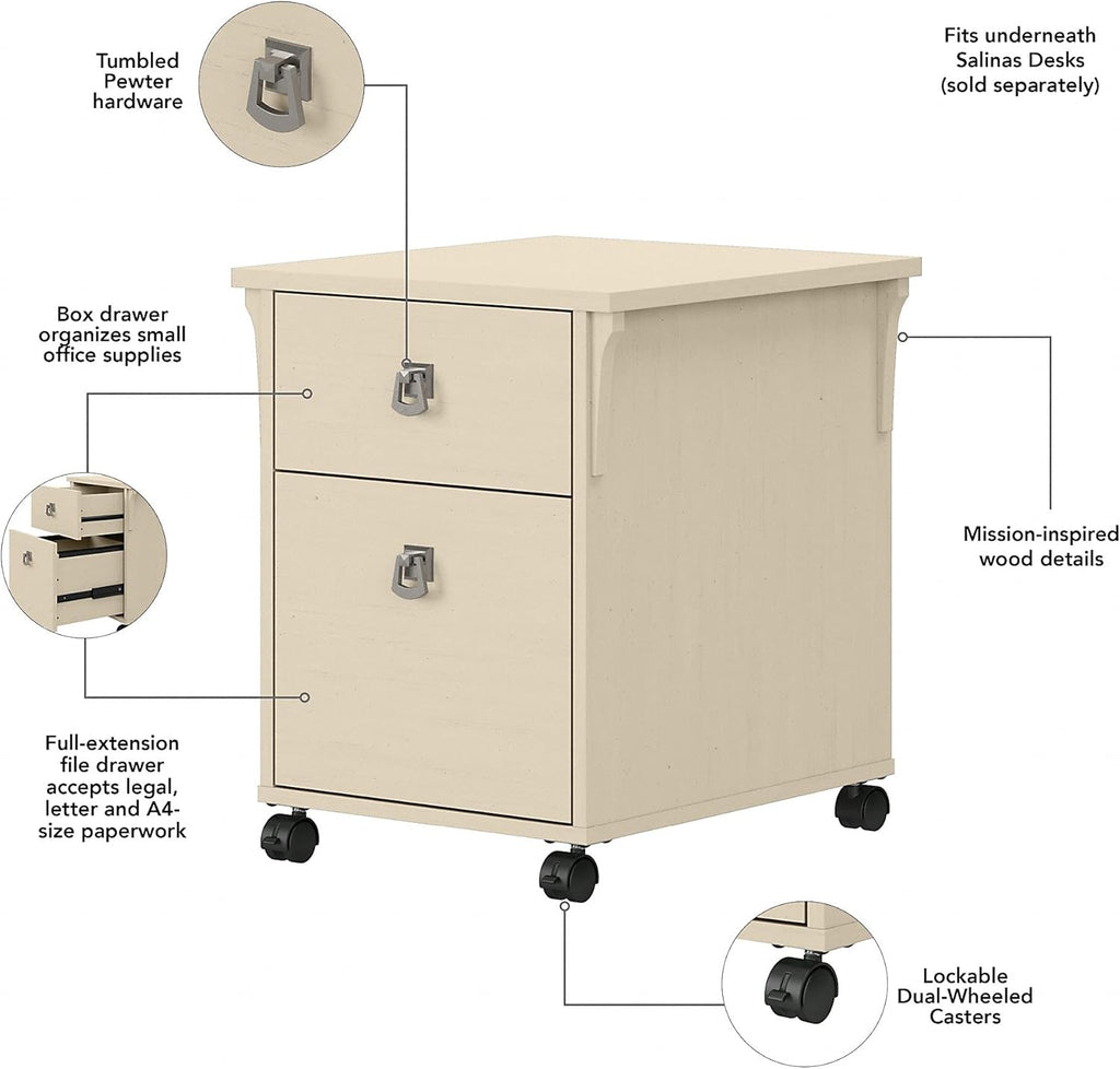 Antique White 2 Drawer Mobile File Cabinet O34815