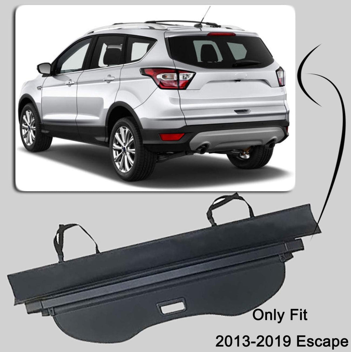 Black Cargo Cover Trunk Shade Pack of 2 V59446