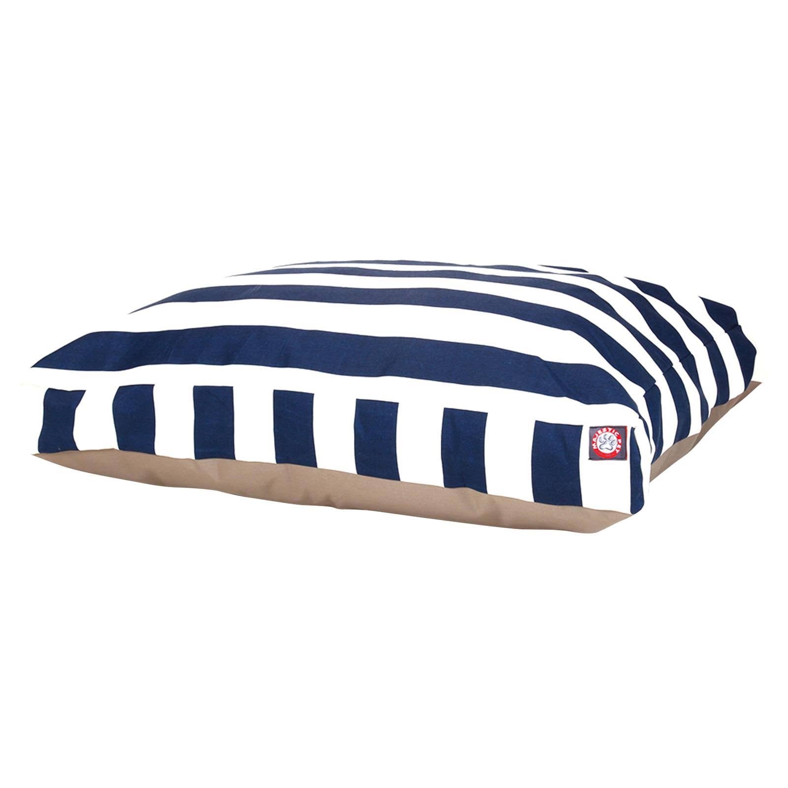 Navy Blue Vertical Stripe Rectangle Pet Bed R685432