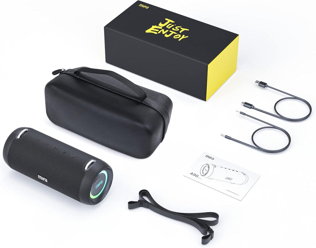 Bluetooth Speaker, Wireless Portable, 60W, IPX7 Waterproof, 24H Playtime, RGB Lights, Built-in Mic, with Protective Hardshell Case M77539