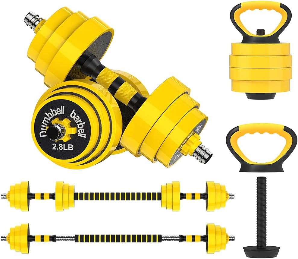 Adjustable 3-in-1 Dumbbell Barbell Kettlebell Set, Non-Slip, Pack of 2 U138