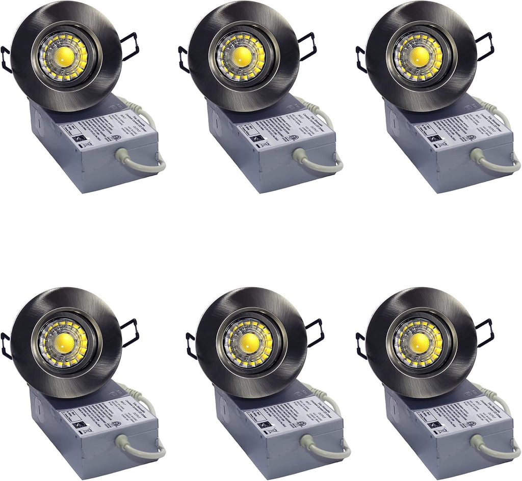 6-Pack 3 Inch 3000K LED Gimbal Downlight 8W 120V Dimmable 830Lm Brushed Nickel C161861