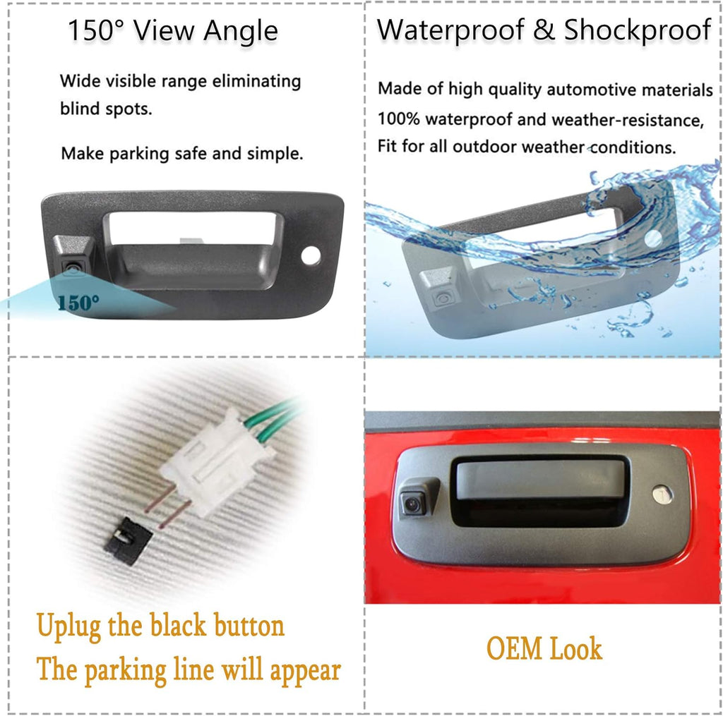 Tailgate Handle Backup Rear View Camera Black Pack of 2 A253262