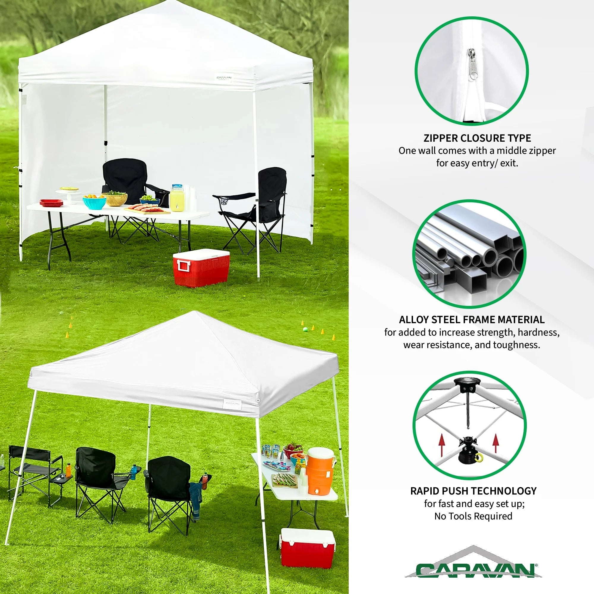 10x10' Instant Canopy Kit with 2 Slant Leg Sidewall M20692