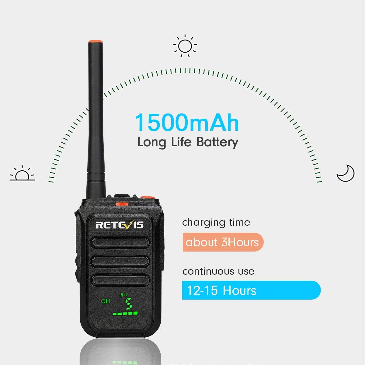 MURS Radio Walkie Talkies Rechargeable 1500mAh 2 Pack A2443