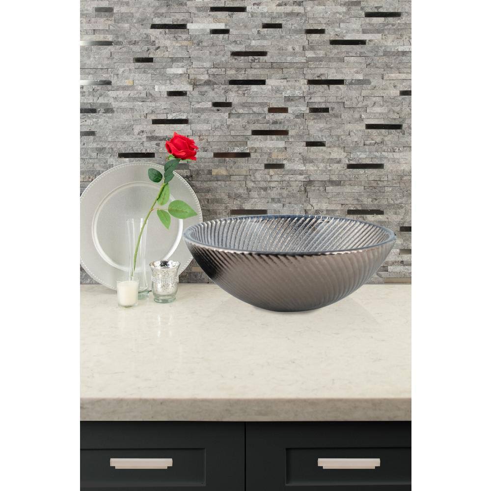 12 in. x 12 in. Matte Metal Stone Mesh-Mounted Mosaic Wall Tile V324827