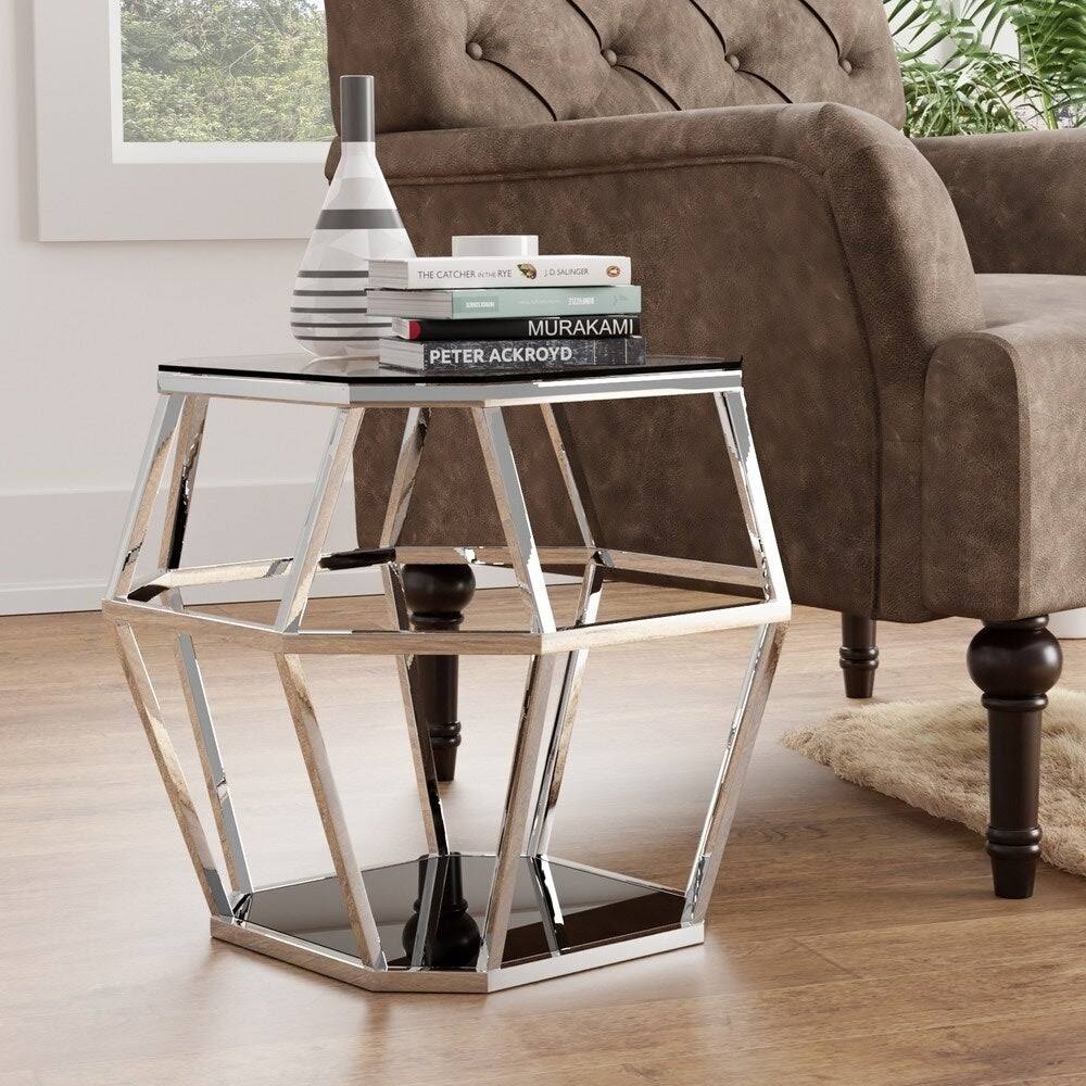 Chrome Glass Top End Table U240