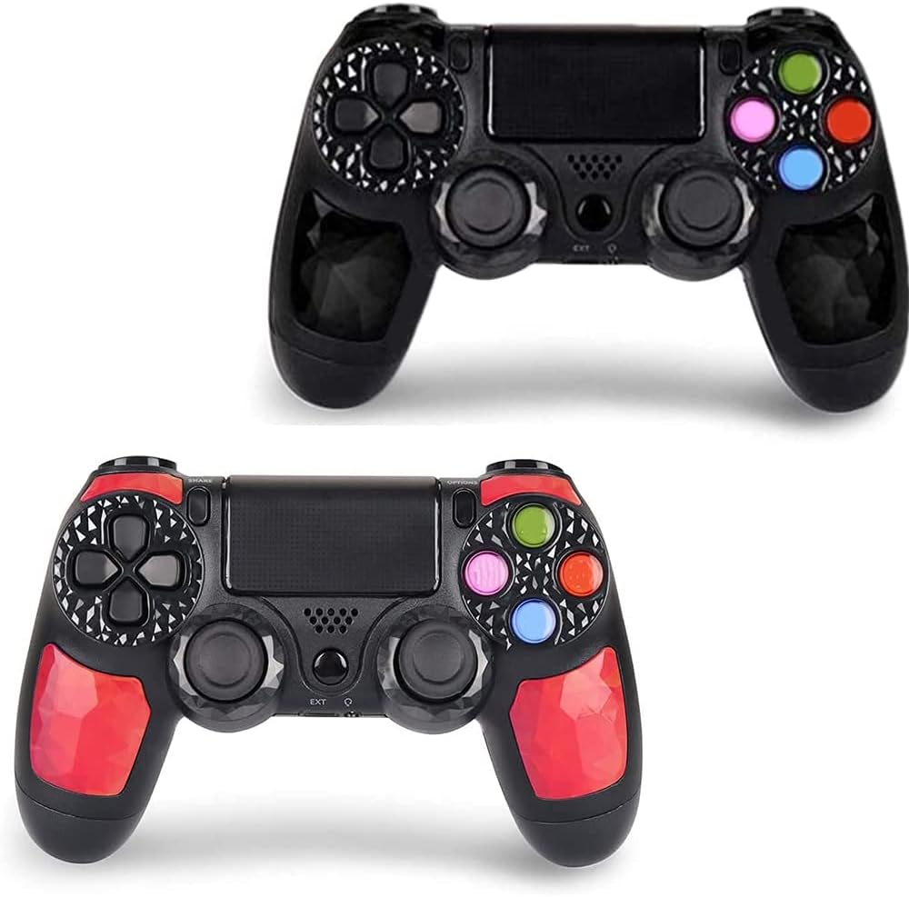 2 Pack Wireless Game Controller for PS4 (Transparent White Blue) N2838