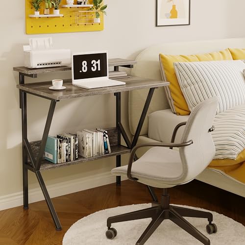 Small Desk with Adjustable Monitor Stand, Grey Y7740