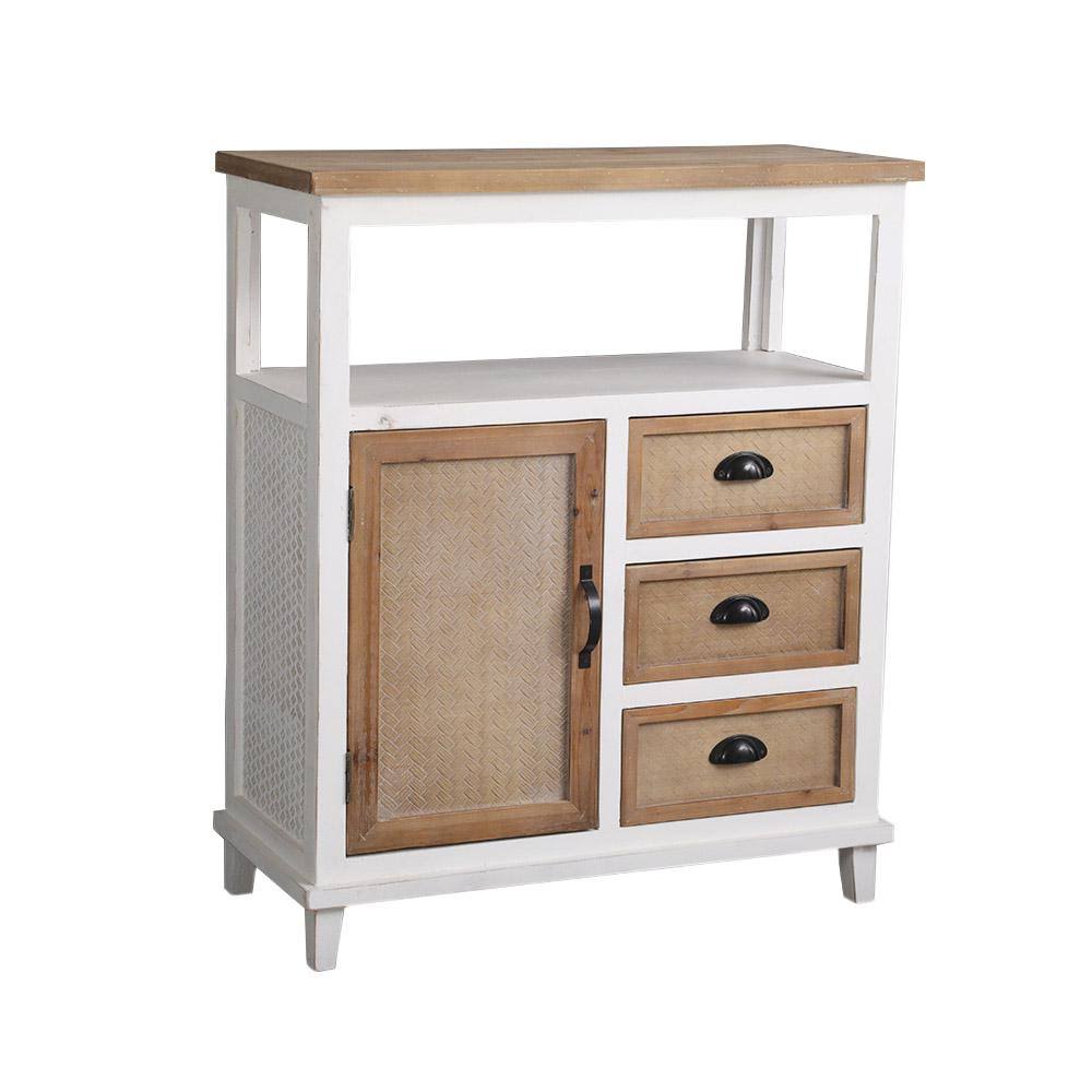 Light Brown and White Accent Cabinet with 3 Drawers W379648
